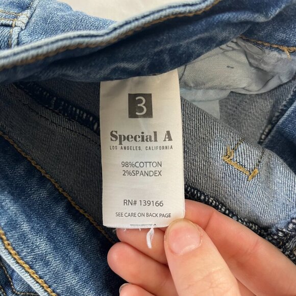 Special A Medium Wash High Waist Fringe Hem Skinny Leg Jeans | Size 3/25 - Picture 9 of 10